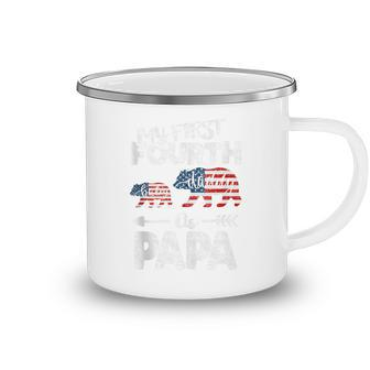 Mens 4Th Of July Gift For Papa Bear Dad Pregnancy Announcement Camping Mug - Seseable