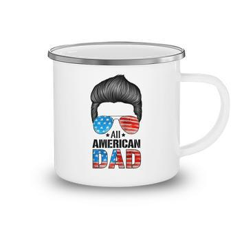 Mens All American Dad 4Th Of July Fathers Day Beard Mens Camping Mug - Seseable
