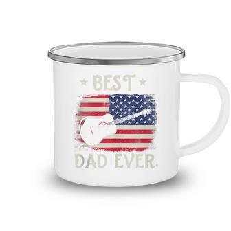 Mens Best Dad Ever Guitar 4Th Of July American Flag Camping Mug - Seseable