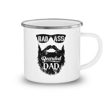Mens Fathers Day Bearded Badass Dad Gift Camping Mug | Mazezy