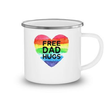 Mens Free Dad Hugs Rainbow Heart Flag Gay Lgbt Pride Month Camping Mug | Mazezy