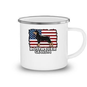 Mens Rottweiler Grandpa American Flag Camping Mug | Mazezy