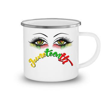 Official Bright Eyes Juneteenth African American Eye Black Flag Camping Mug | Favorety DE