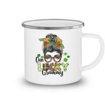 One Lucky Grammy Shamrock Plaid Leopard St Patricks Day Camping Mug | Favorety UK