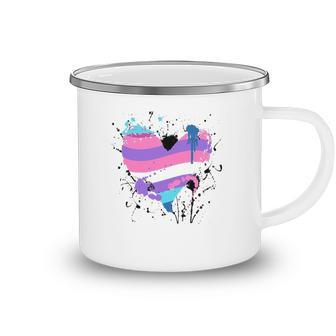 Paint Splash Bigender Heart Gender Bigender Pride Flag Camping Mug | Mazezy