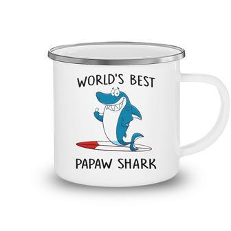 Papaw Grandpa Gift Worlds Best Papaw Shark Camping Mug - Seseable