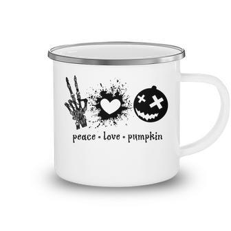 Peace Love Pumpkin Halloween Camping Mug | Favorety