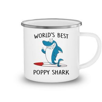 Poppy Grandpa Gift Worlds Best Poppy Shark Camping Mug - Seseable