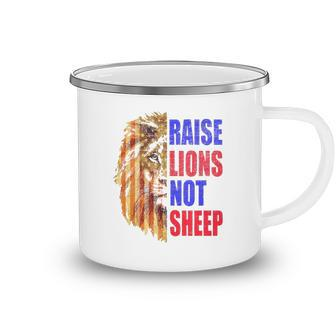 Raise Lions Not Sheep American Flag 4Th Of July Camping Mug | Mazezy
