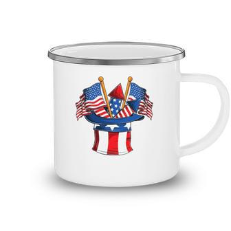 Retro 4Th Of July Hat Patriotic American Flag Vintage Camping Mug | Mazezy