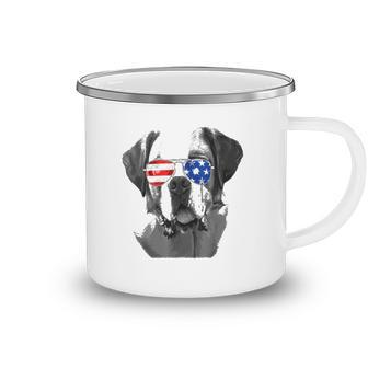 Saint Bernard Dog Sunglasses Flag American 4Th Of July Funny Camping Mug | Mazezy