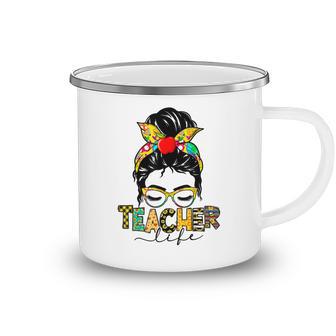 Teacher Life Messy Bun Hair Women Teachers Day Camping Mug | Favorety UK