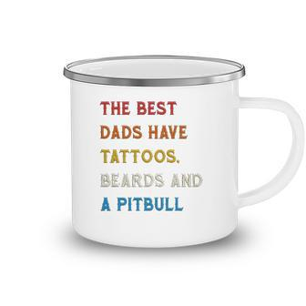 The Best Dads Have Tattoos Beards And Pitbull Vintage Retro Camping Mug | Mazezy