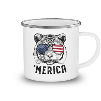 Tiger American Flag 4Th Of July Merica Sunglasses Camping Mug | Mazezy