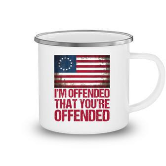 Womens Old Glory Betsy Ross Im Offended That Youre Offended V-Neck Camping Mug | Mazezy