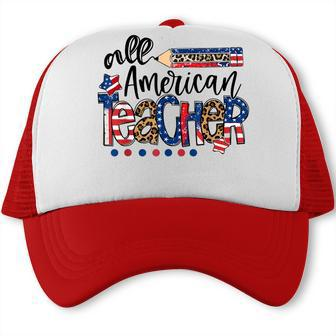 All American Teacher American Flag 4Th Of July Usa Teachers Trucker Cap - Seseable