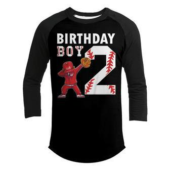 Kids 2 Years Old Boy Baseball Player 2Nd Birthday Kids Youth Raglan Shirt - Seseable