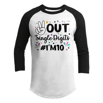 10Th Birthday For Girls Peace Out Single Digits Youth Raglan Shirt - Seseable
