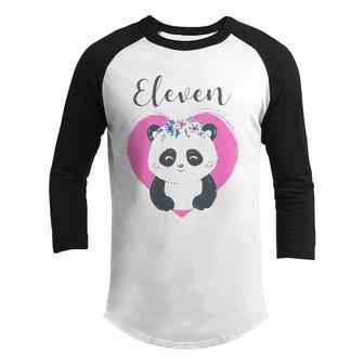 11 Years Old Panda Birthday Party Girl Cute Girls 11Th Gift Youth Raglan Shirt | Mazezy