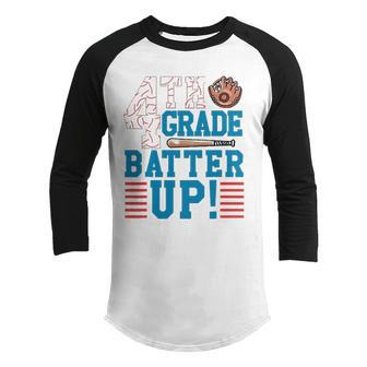 4Th Grade Batter Up Back To School For Baseball Player Boys Youth Raglan Shirt | Mazezy