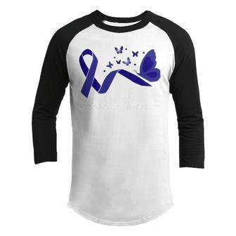 Alopecia Warrior Butterfly Blue Ribbon Alopecia Support Alopecia Awareness Youth Raglan Shirt | Favorety