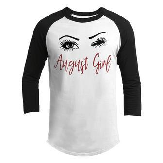 August Girl Gift August Girl Wink Eyes Youth Raglan Shirt - Seseable