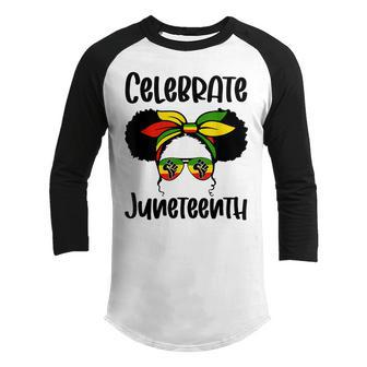 Black Kid African American Messy Bun Celebrate Juneteenth Youth Raglan Shirt - Seseable