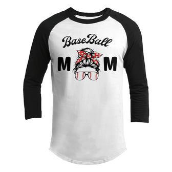 Bleached Baseball Mom Messy Bun Player Mom Mothers Day Youth Raglan Shirt | Favorety AU