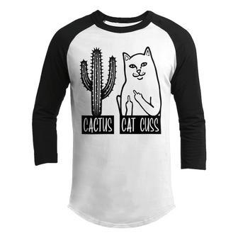 Cat Cuss Cactus Funny Cat Joke Youth Raglan Shirt | Favorety UK