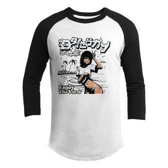 Enjoy The View Japanese Kawaii Anime Girl On The Beach Vacation Youth Raglan Shirt | Mazezy