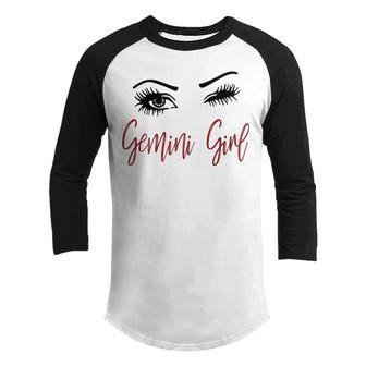 Gemini Girl Gift Gemini Girl Wink Eyes Youth Raglan Shirt - Seseable
