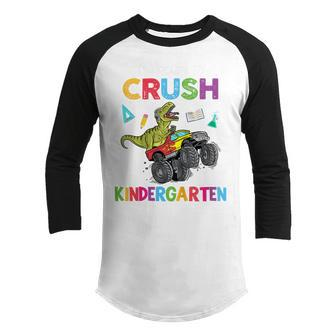 Kids Boys Im Ready To Crush Kindergarten Monster Truck Dinosaur Youth Raglan Shirt - Seseable