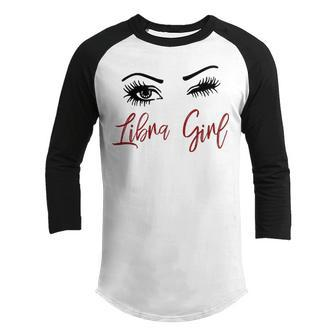 Libra Girl Gift Libra Girl Wink Eyes Youth Raglan Shirt - Seseable