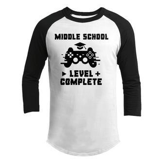 Middle School Level Complete Funny Video Gamer Graduation Youth Raglan Shirt | Mazezy UK