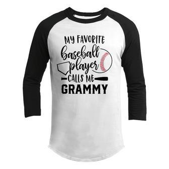 My Favorite Baseball Player Calls Me Grammy For Grandma Youth Raglan Shirt | Mazezy