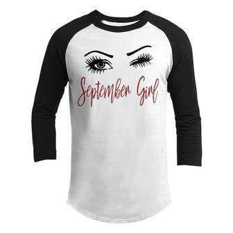 September Girl Gift September Girl Wink Eyes Youth Raglan Shirt - Seseable