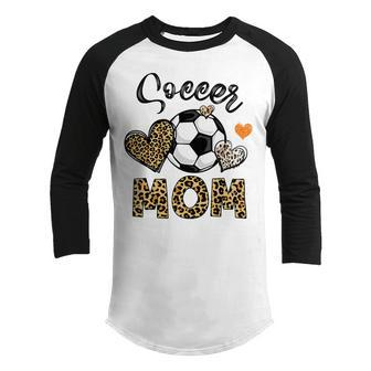 Soccer Mom Game Day Cheer Mom Leopard Mothers Day Youth Raglan Shirt | Favorety