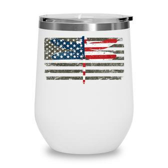 4Th Of July Dragonfly Patriotic Us American Flag Wine Tumbler - Seseable
