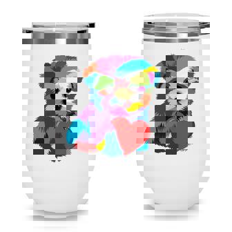 Cute Dog Rescue Gift For Women Men Teens Rainbow Puppy Heart Wine Tumbler | Mazezy