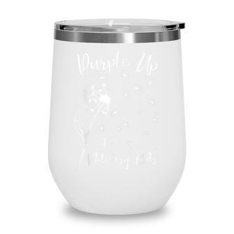 Dandelion Purple Up For Military Kids Army Child Month Wine Tumbler - Seseable