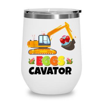 Excavator Shirts For Toddler Boys Girls Easter Eggs Cavator Wine Tumbler | Favorety