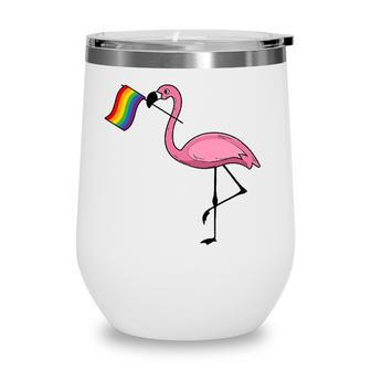 Flamingo Lgbt Flag Cool Gay Rights Supporters Gift Wine Tumbler | Mazezy