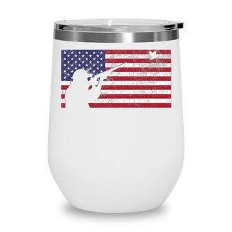 Fourth Of July 4Th American Flag Duck Hunting Geese Dad Usa Wine Tumbler - Seseable