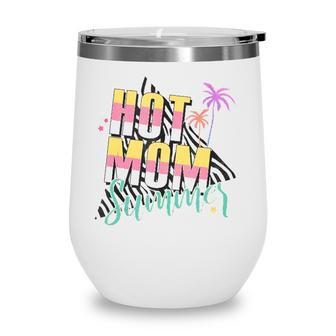 Funny Hot Mom Summer Palm Tree Tropical Family Holiday Trip Wine Tumbler | Mazezy