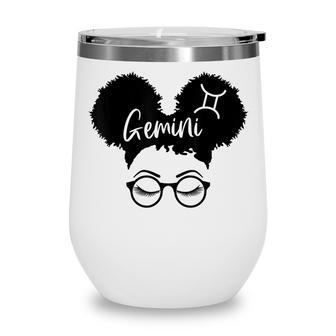 Gemini Zodiac Sign Afro Girl African Hair Astrology Birthday Wine Tumbler - Seseable