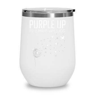I Purple Up For Military Kids Soldier Dandelion Wine Tumbler - Seseable