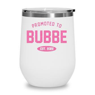Promoted To Bubbe Baby Reveal Gift Jewish Grandma Wine Tumbler | Mazezy