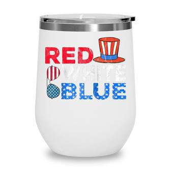 Red White Blue American Flag 4Th Of July Funny Gift Mom Dad Wine Tumbler - Seseable