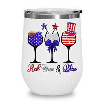 Red Wine & Blue 4Th Of July Wine Red White Blue Wine Glasses V3 Wine Tumbler - Seseable