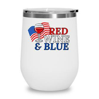 Red Wine & Blue Us Flag 4Th Of July Wine Tumbler